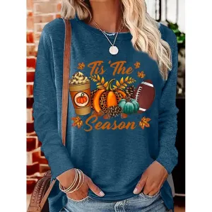 Pumpkin Spice 'Tis The Season' Cozy Fall Long Sleeve Tee for Women