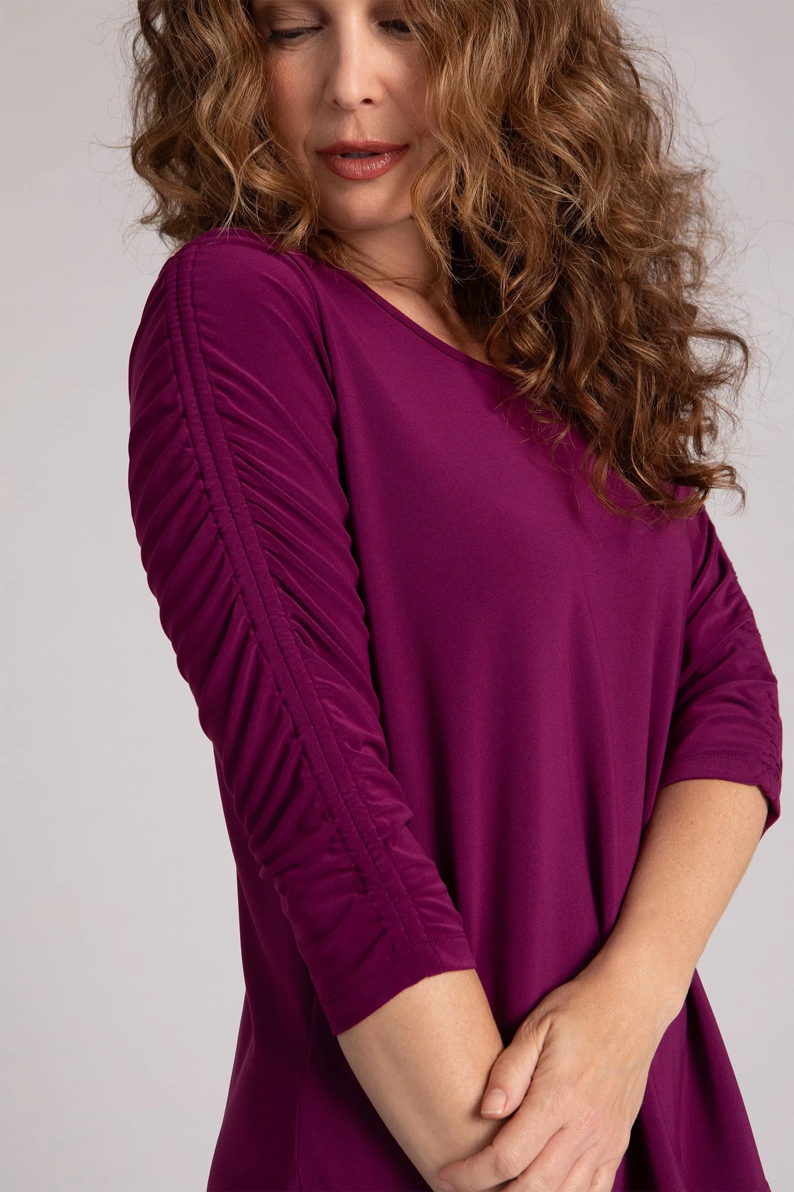 Revelry Top with Rusched Sleeve | Amaranth