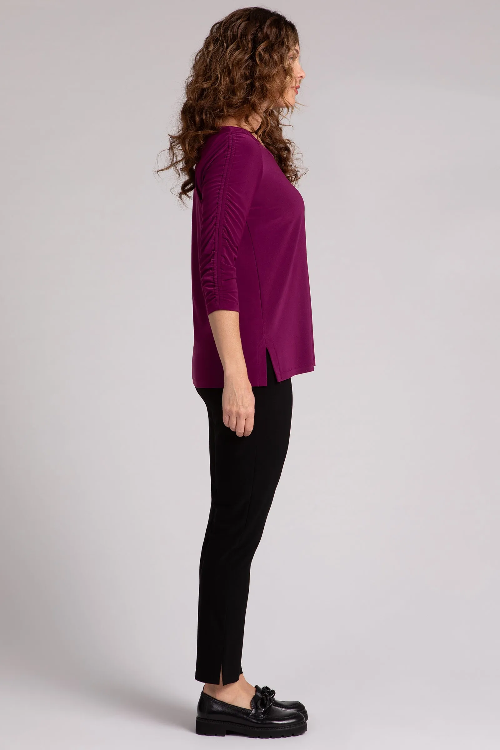 Revelry Top with Rusched Sleeve | Amaranth