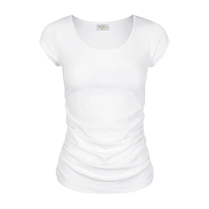 Ruched Maternity Tee - White