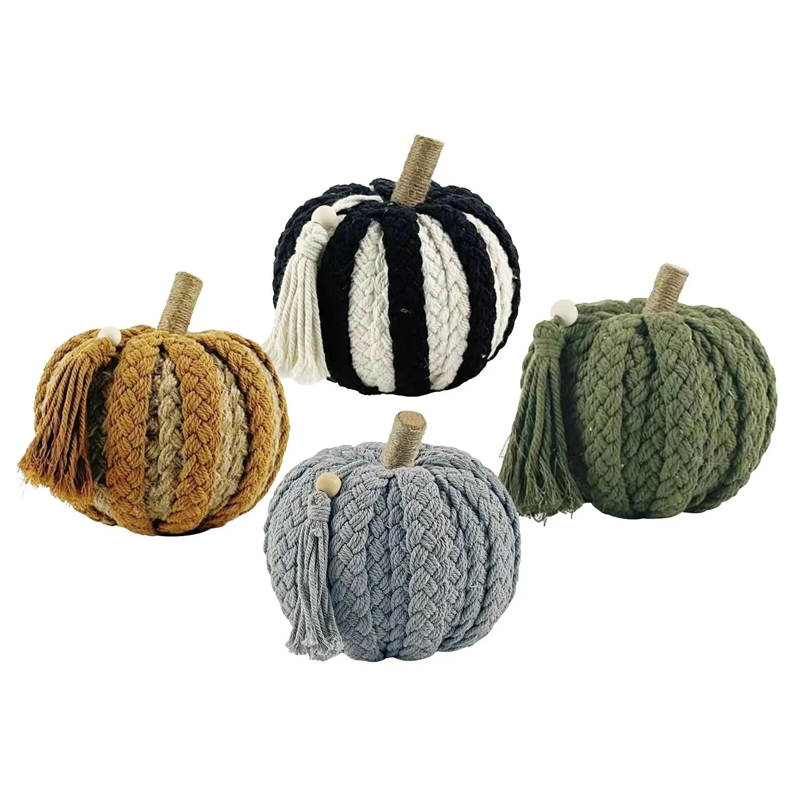 Rustic Harvest Cotton Pumpkins | Cozy Thanksgiving & Fall Home Decor | Handwoven Autumn Centerpieces