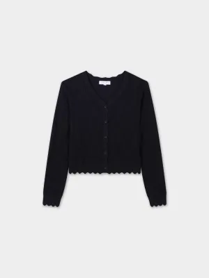 Scalloped Edge Cardigan-Black