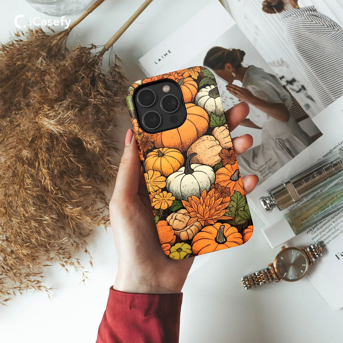 Seamless Autumn Aesthetic Pumpkin Phone Case iPhone Samsung Cover Pixel 1021