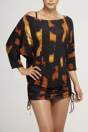 Shirred Masaka Print Tunic