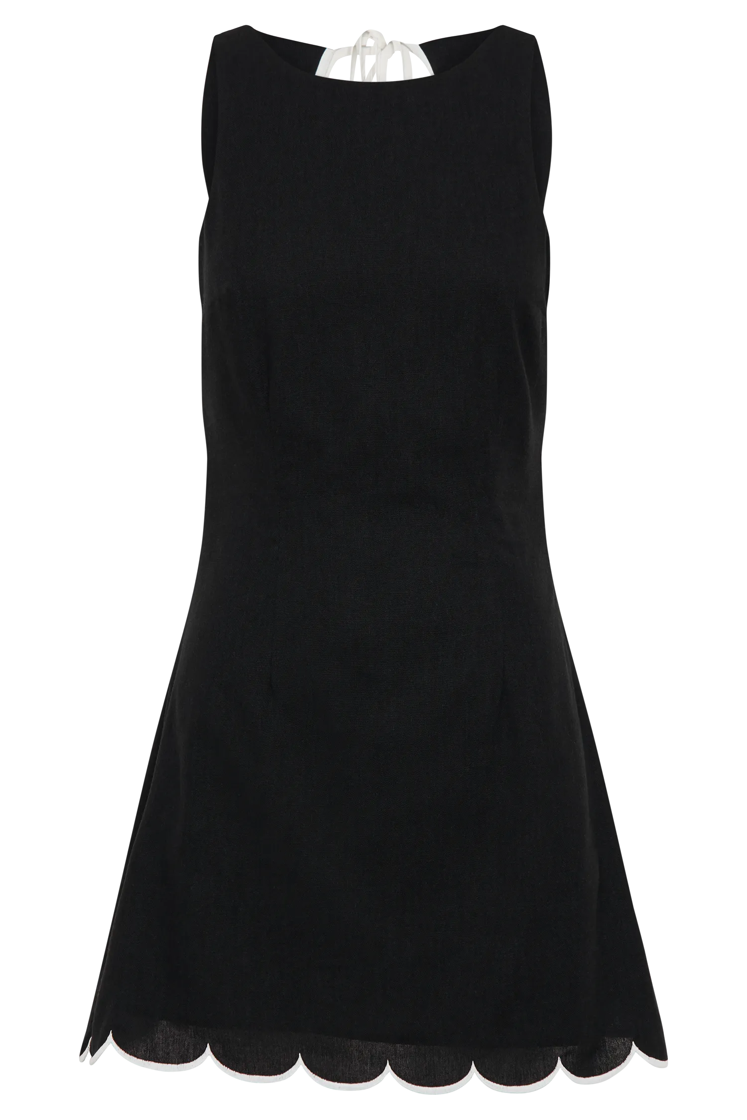 Sofiane Scalloped Linen Mini Dress - Black