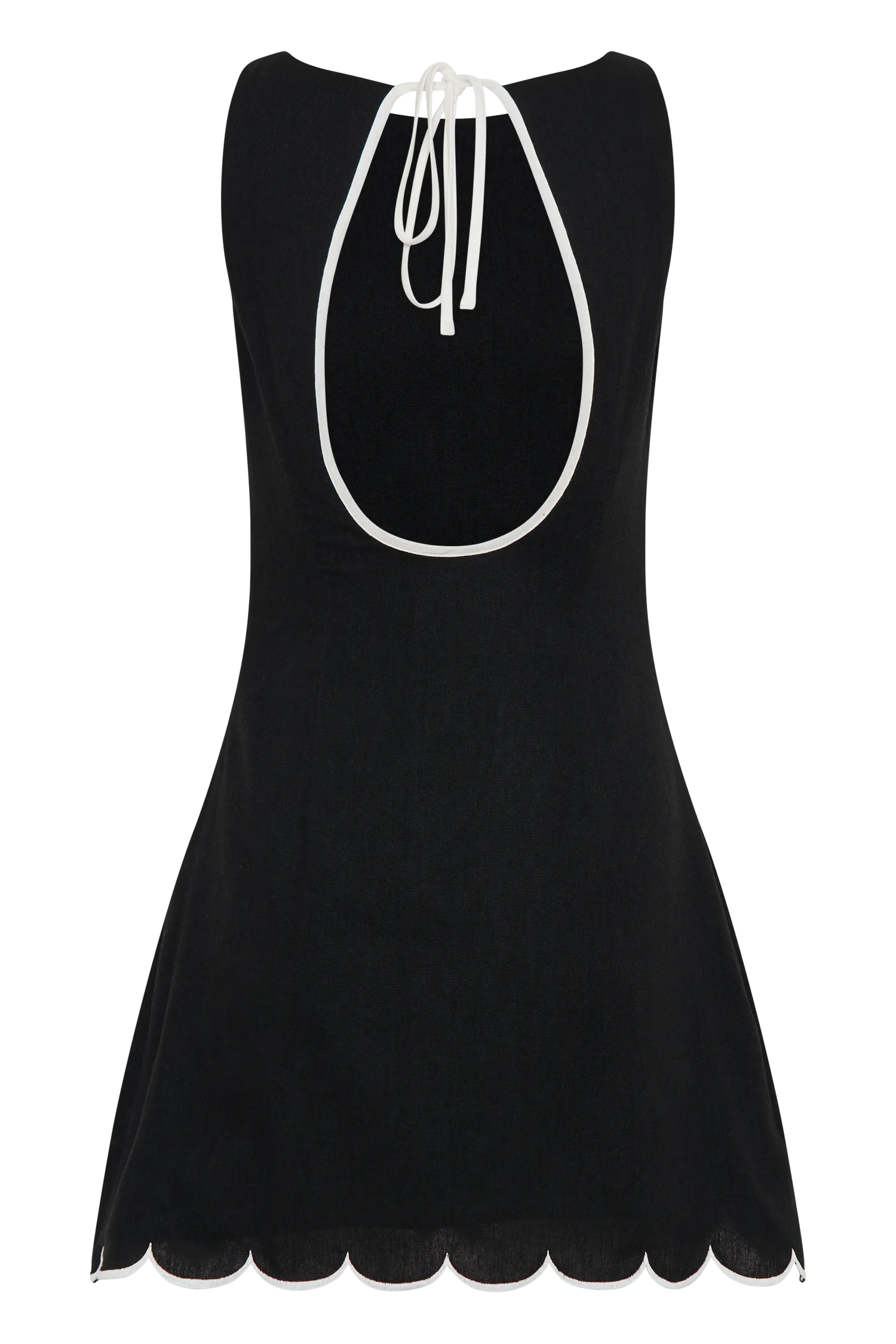 Sofiane Scalloped Linen Mini Dress - Black