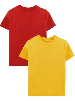 Solid Set of 2- Red and Yellow 0 Kids Tshirt - Tee