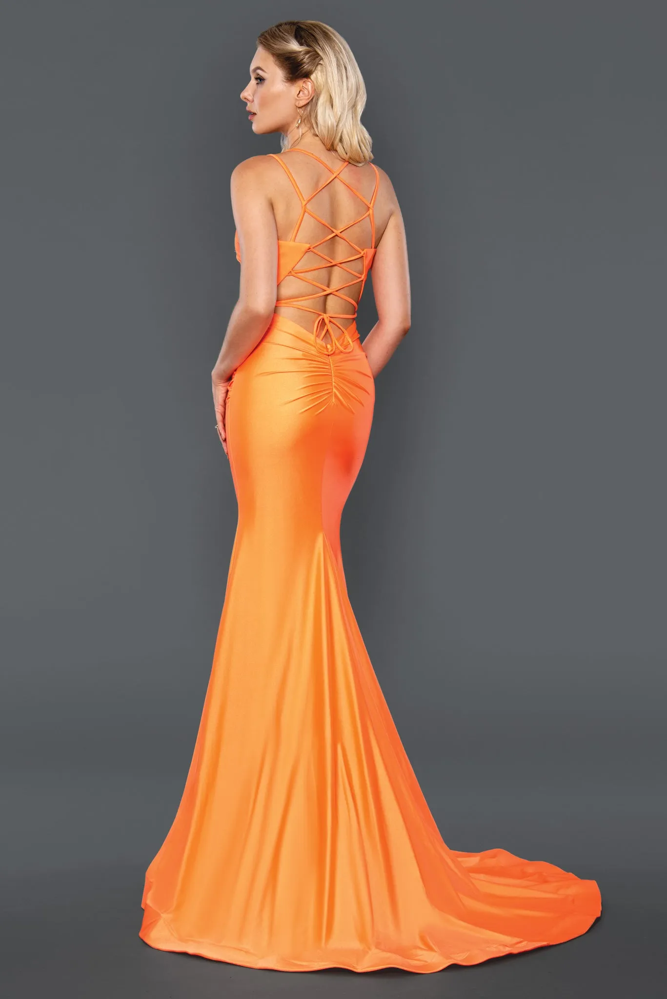 Stella Couture 22039 Long Fitted Formal Dress Prom Gown Backless Corset