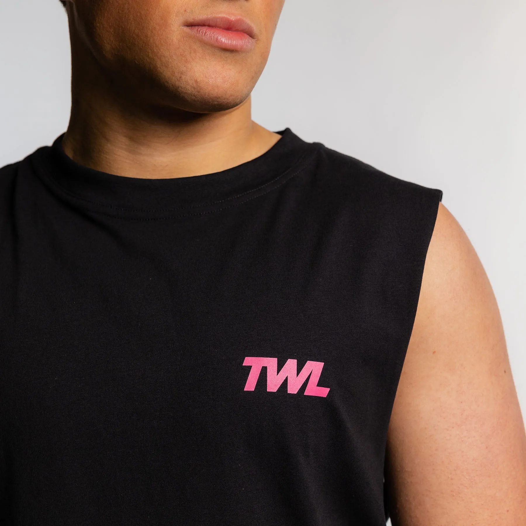 TWL -  OVERSIZED MUSCLE TANK - STRONGER TOGETHER - BLACK/FLAMINGO