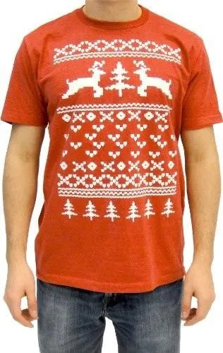 Two Prancing Reindeer XOXO Tree and Heart 8-Bit Design T-shirt