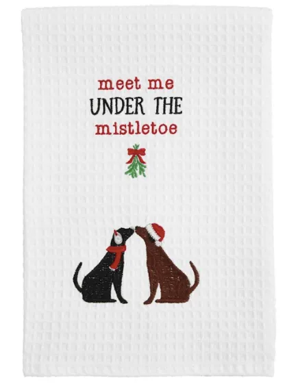 Waffle Knit Dogs Christmas Towels