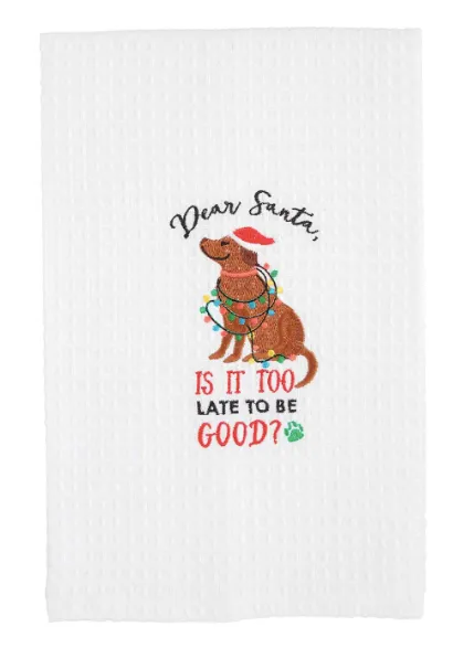 Waffle Knit Dogs Christmas Towels