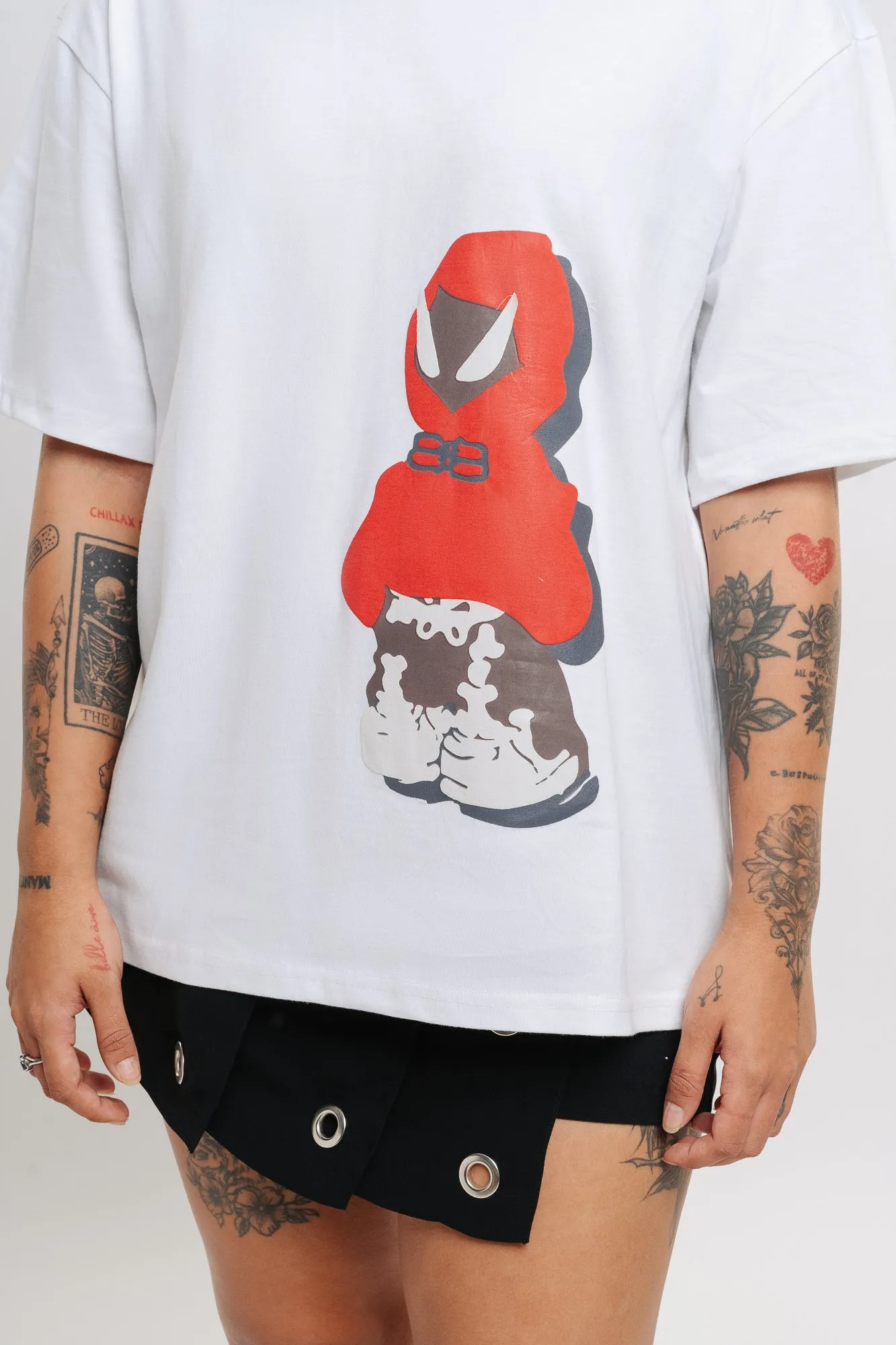 White Anime Oversized Tees