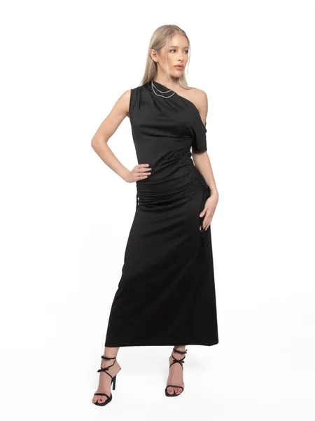 Women's Dress Asymmetric Neck Ruched Fitted Dress HTYFKEWPF8