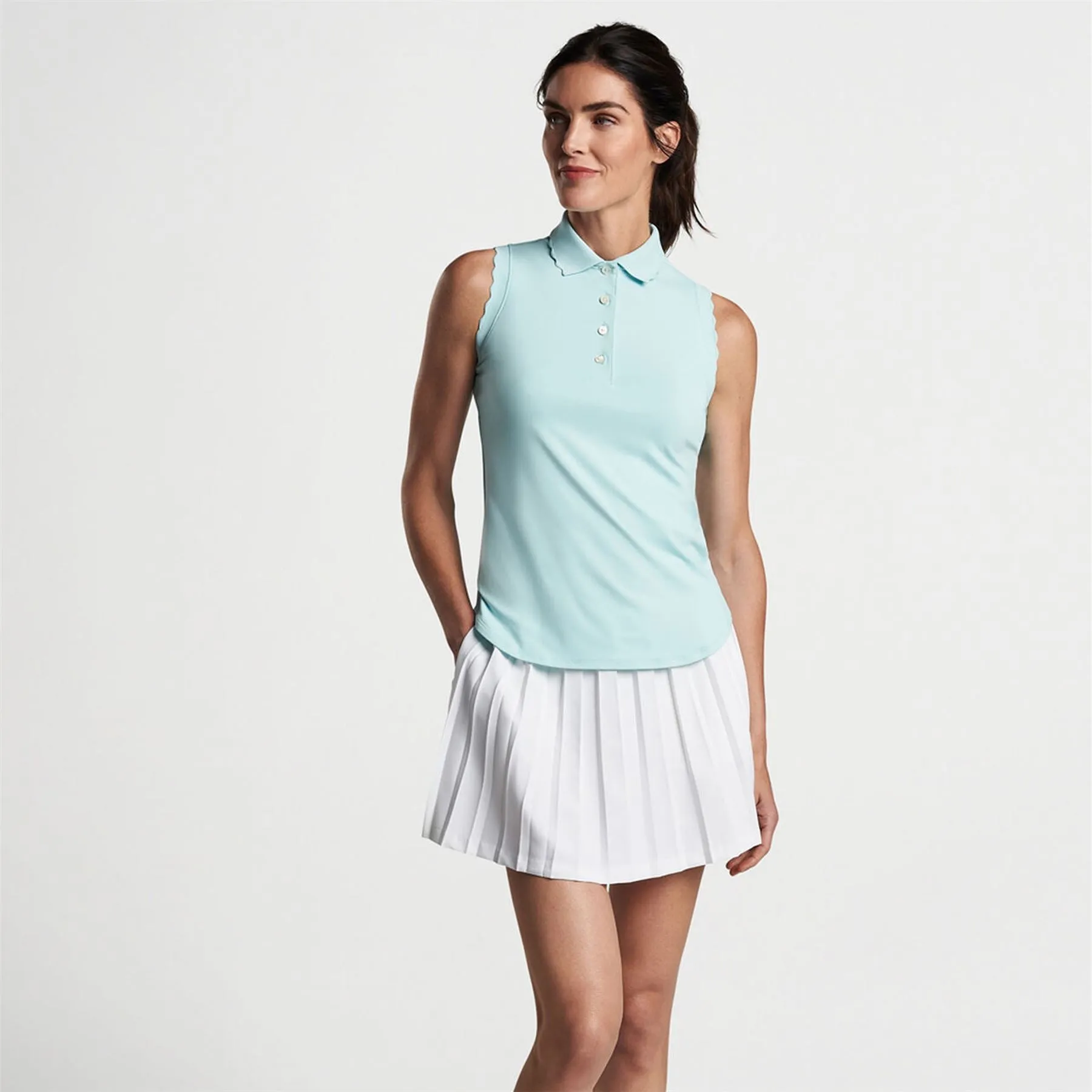 Womens Opal Sleeveless Stretch Jersey Polo Celeste - SS24