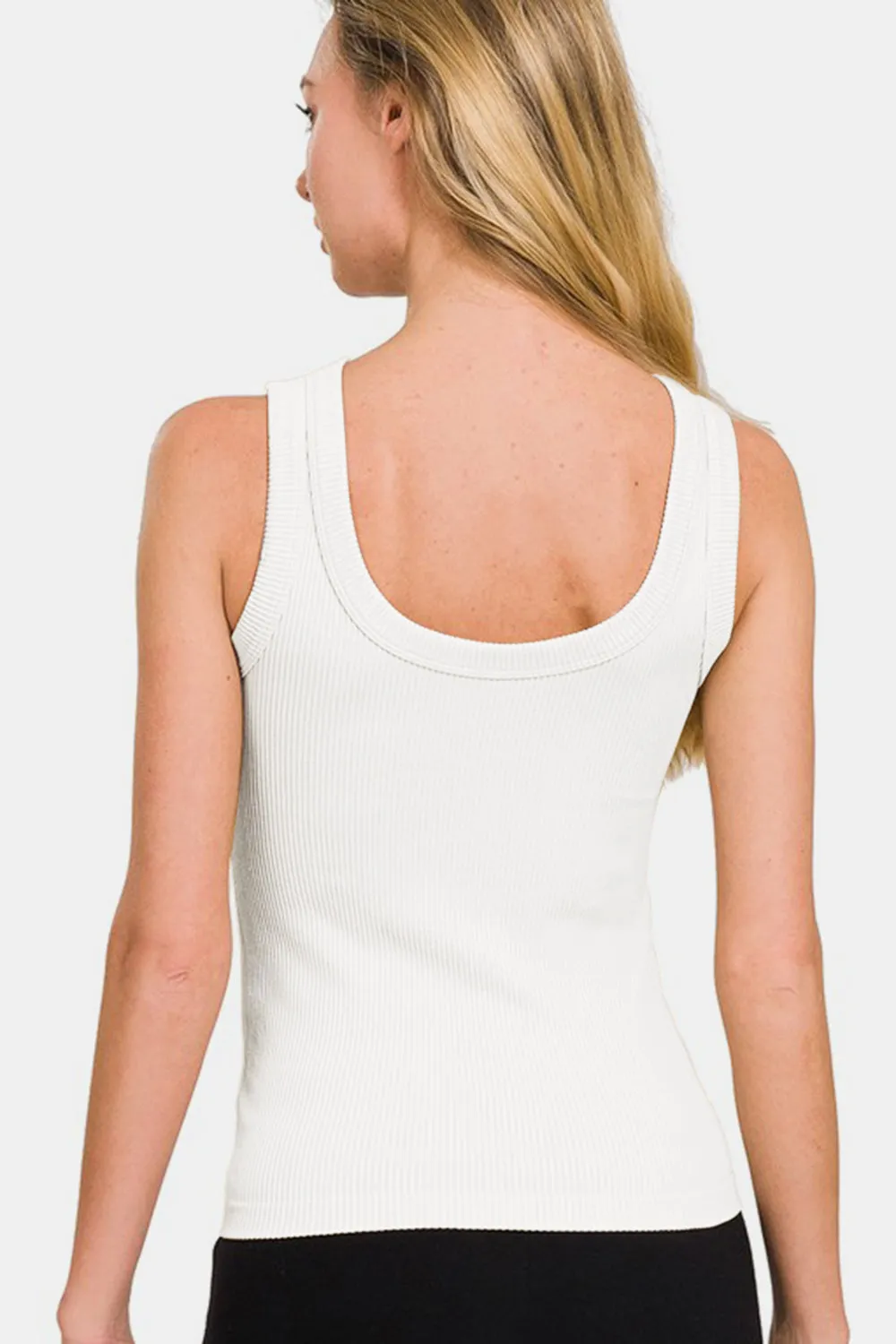 Zenana 2 Way Neckline Washed Ribbed Tank - ONLINE ONLY - 7-10 DAY SHIPPING